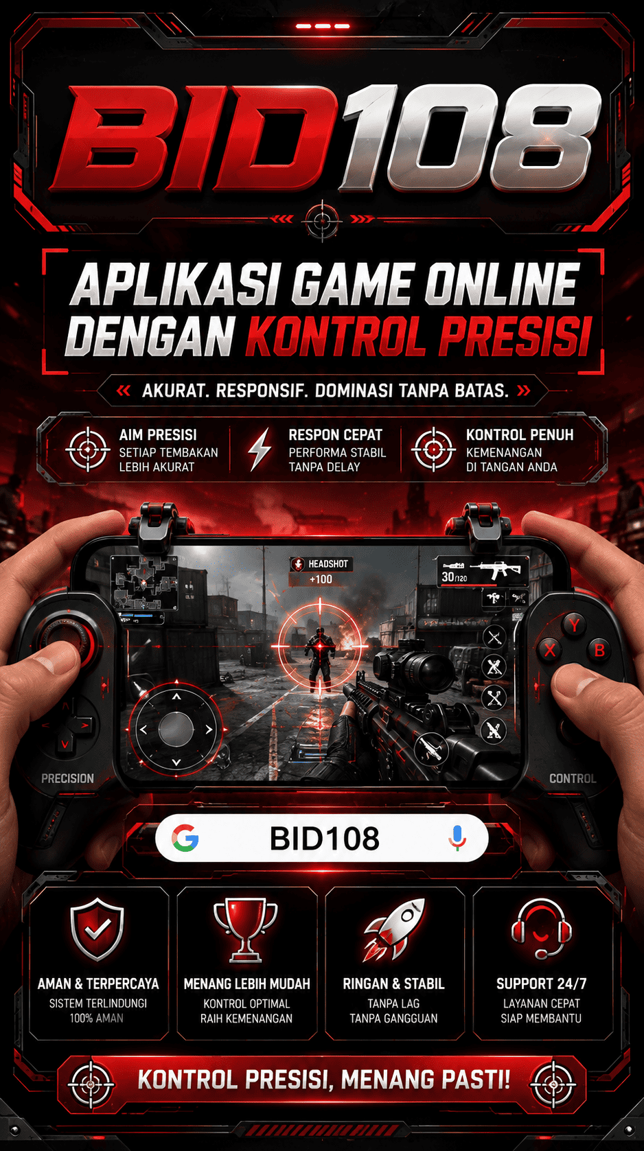 Cuplikan layar menu unduhan BID108 untuk perangkat Android